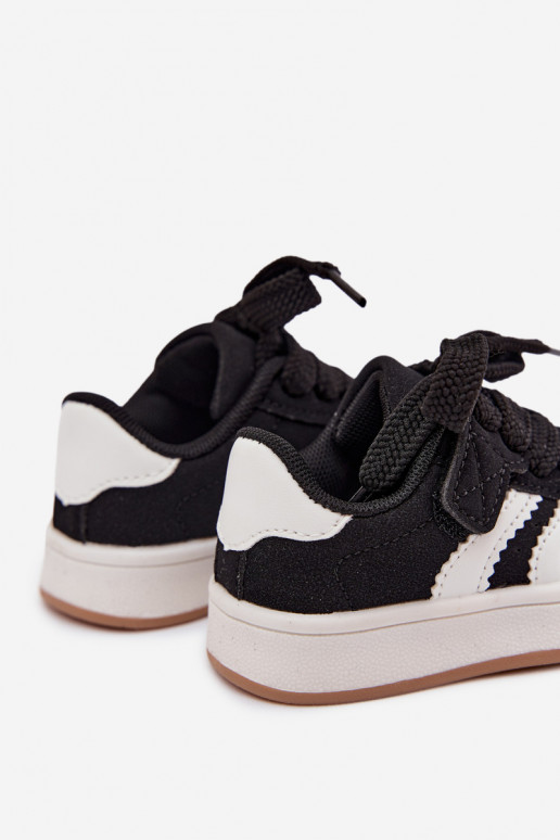 Zapatillas para niños con cierres de velcro en cuero sintético color negro Zoya