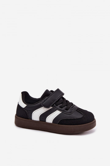 Zapatillas para niños con cierres de velcro en cuero sintético color negro Ronja