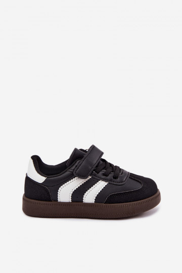 Zapatillas para niños con cierres de velcro en cuero sintético color negro Ronja 2