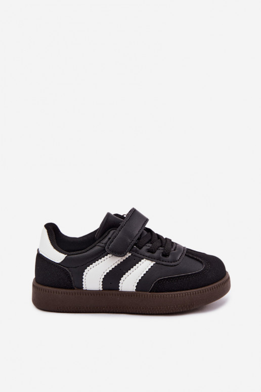 Zapatillas para niños con cierres de velcro en cuero sintético color negro Ronja