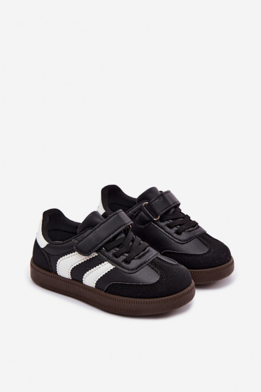 Zapatillas para niños con cierres de velcro en cuero sintético color negro Ronja