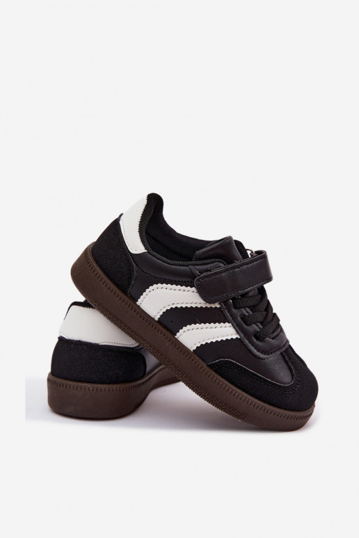 Zapatillas para niños con cierres de velcro en cuero sintético color negro Ronja