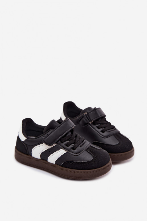 Zapatillas para niños con cierres de velcro en cuero sintético color negro Ronja