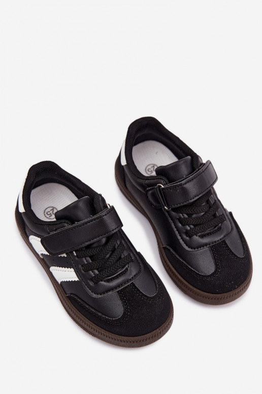 Zapatillas para niños con cierres de velcro en cuero sintético color negro Ronja