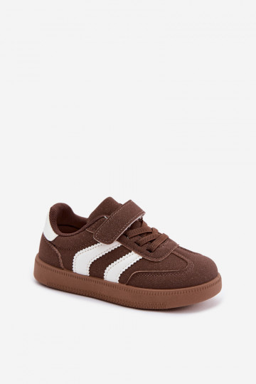 Zapatillas para niños con cierres de velcro en cuero sintético color marrón Ronja