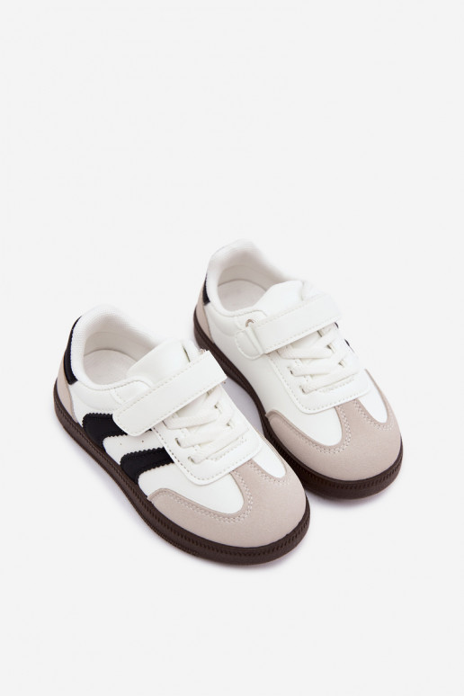 Zapatillas para niños con cierres de velcro en cuero sintético color blanco Ronja