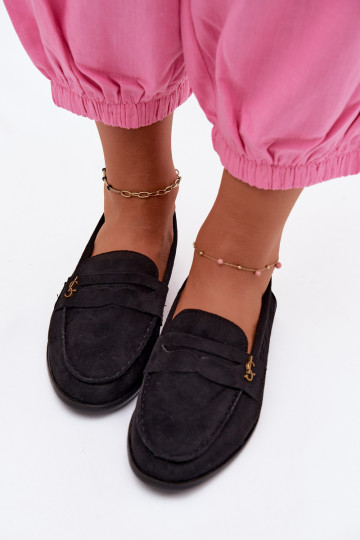 Mocasines de mujer de ante sintético negros Prestelle