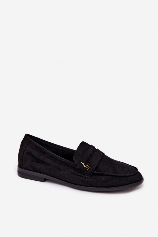 Mocasines de mujer de ante sintético negros Prestelle