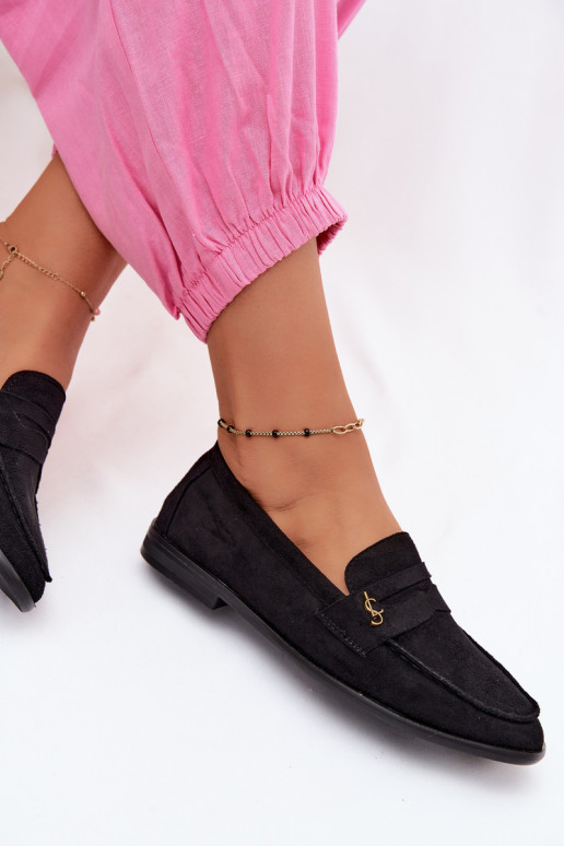 Mocasines de mujer de ante sintético negros Prestelle
