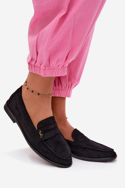 Mocasines de mujer de ante sintético negros Prestelle