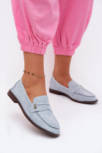 Mocasines de mujer de ante sintético azules Prestelle 2