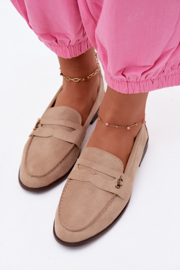 Mocasines de mujer de ante sintético color arena Prestelle