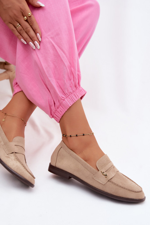 Mocasines de mujer de ante sintético color arena Prestelle