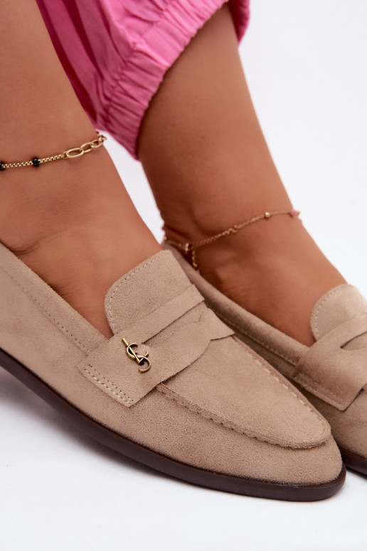 Mocasines de mujer de ante sintético color arena Prestelle