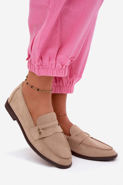 Mocasines de mujer de ante sintético color arena Prestelle