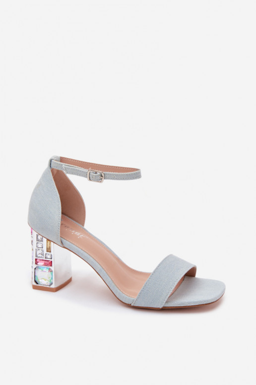 Sandalias de tacón alto para mujer con tachuelas brillantes de mezclilla Cloudie