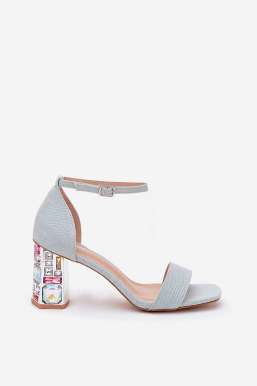 Sandalias de tacón alto para mujer con tachuelas brillantes de mezclilla Cloudie