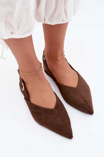 Bailarinas para mujer con hebillas en color chocolate Tanelia