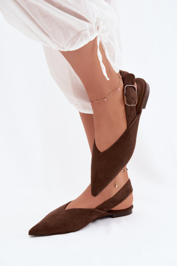 Bailarinas para mujer con hebillas en color chocolate Tanelia 2