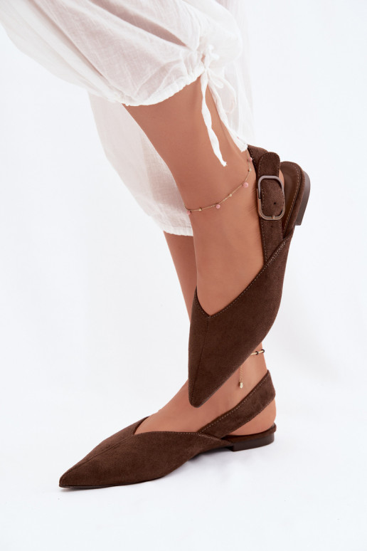 Bailarinas para mujer con hebillas en color chocolate Tanelia