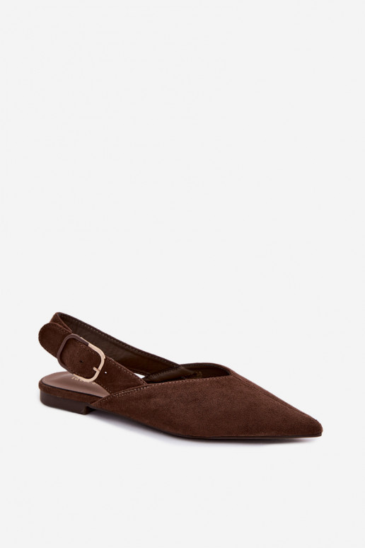 Bailarinas para mujer con hebillas en color chocolate Tanelia