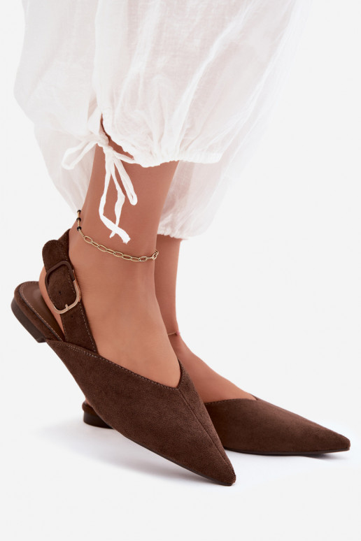 Bailarinas para mujer con hebillas en color chocolate Tanelia