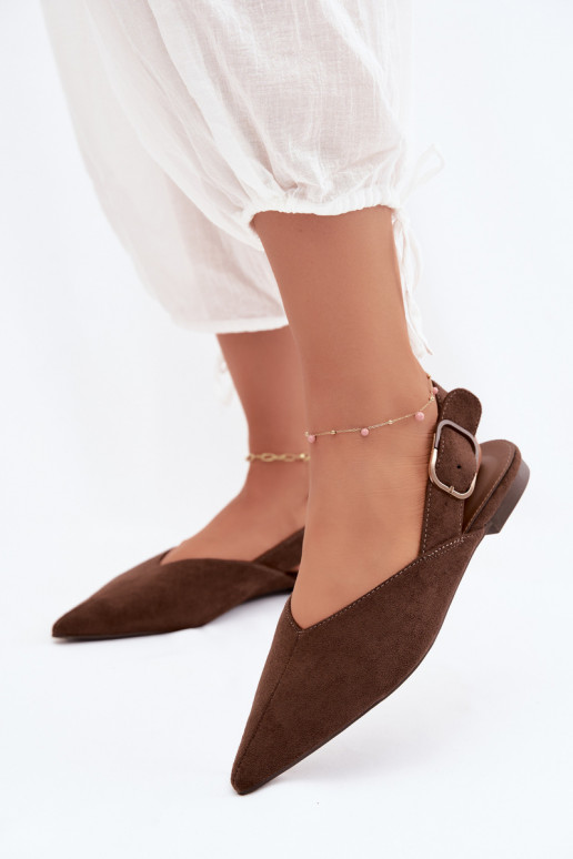 Bailarinas para mujer con hebillas en color chocolate Tanelia