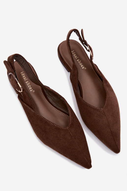 Bailarinas para mujer con hebillas en color chocolate Tanelia