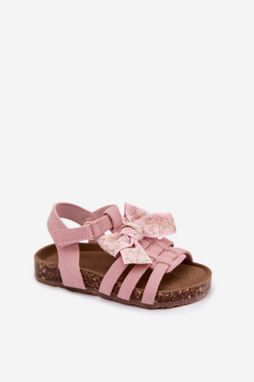 Sandalias infantiles con lazos en rosa Bessa