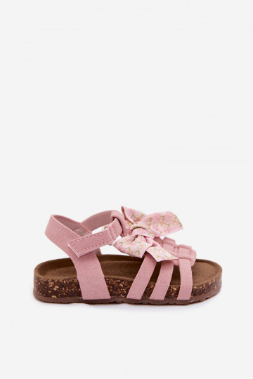 Sandalias infantiles con lazos en rosa Bessa 2