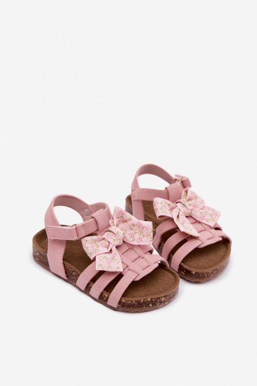 Sandalias infantiles con lazos en rosa Bessa