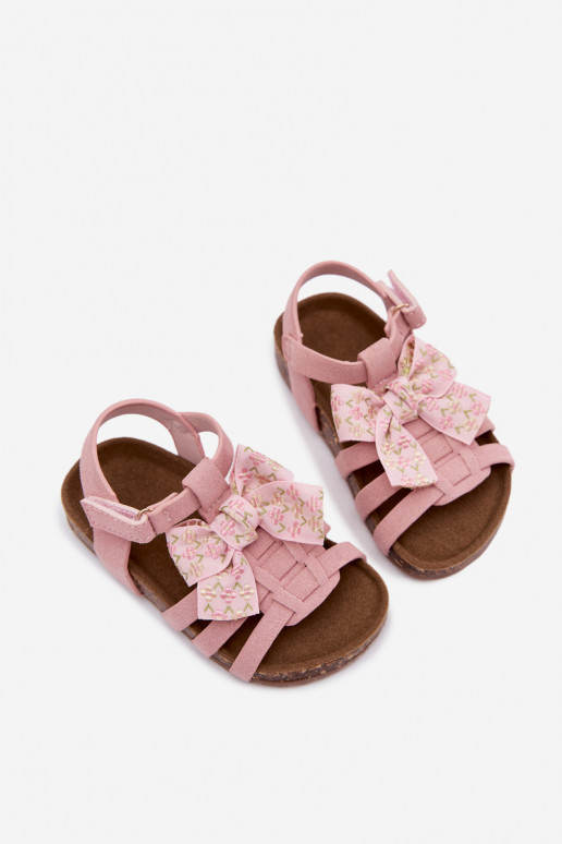 Sandalias infantiles con lazos en rosa Bessa