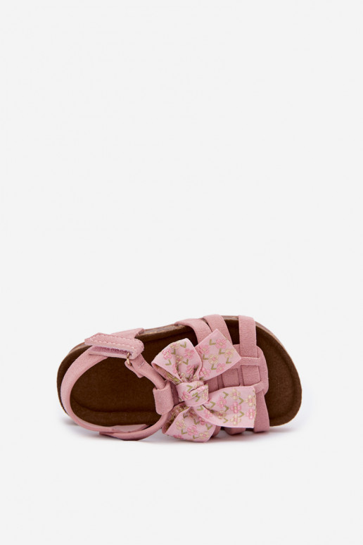 Sandalias infantiles con lazos en rosa Bessa