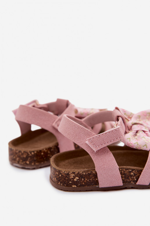 Sandalias infantiles con lazos en rosa Bessa