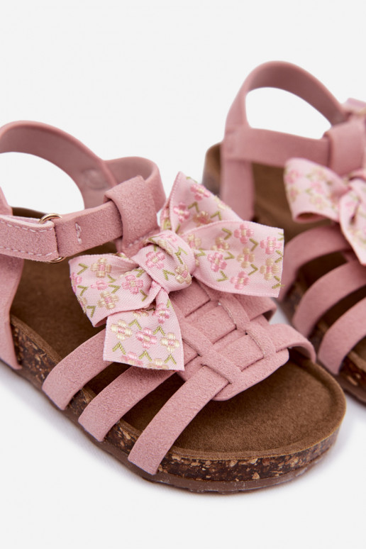 Sandalias infantiles con lazos en rosa Bessa