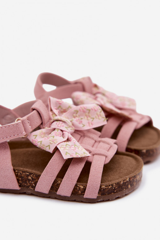 Sandalias infantiles con lazos en rosa Bessa