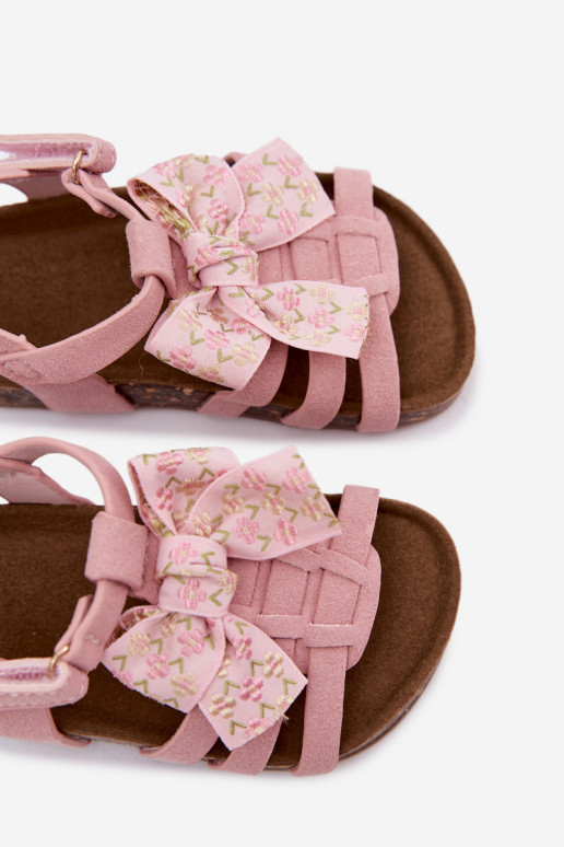 Sandalias infantiles con lazos en rosa Bessa