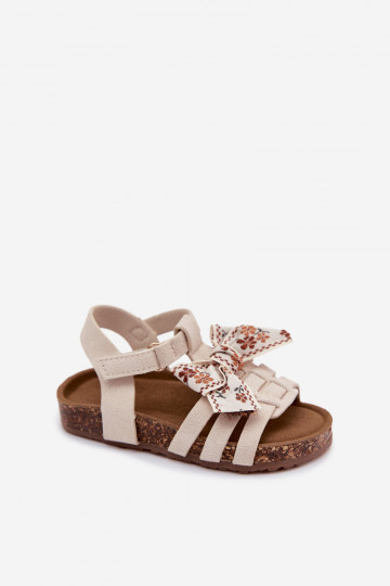 Sandalias infantiles con lazos en marfil Bessa