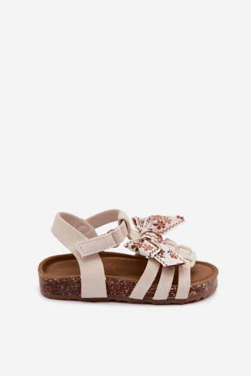 Sandalias infantiles con lazos en marfil Bessa 2