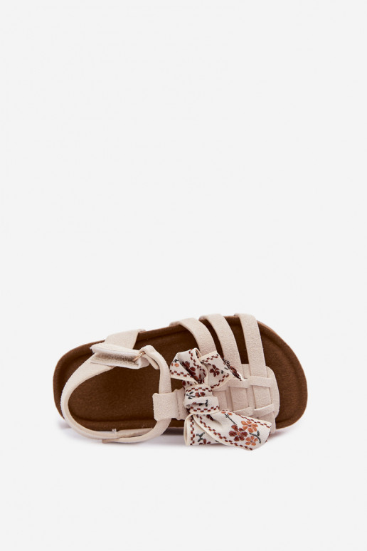 Sandalias infantiles con lazos en marfil Bessa