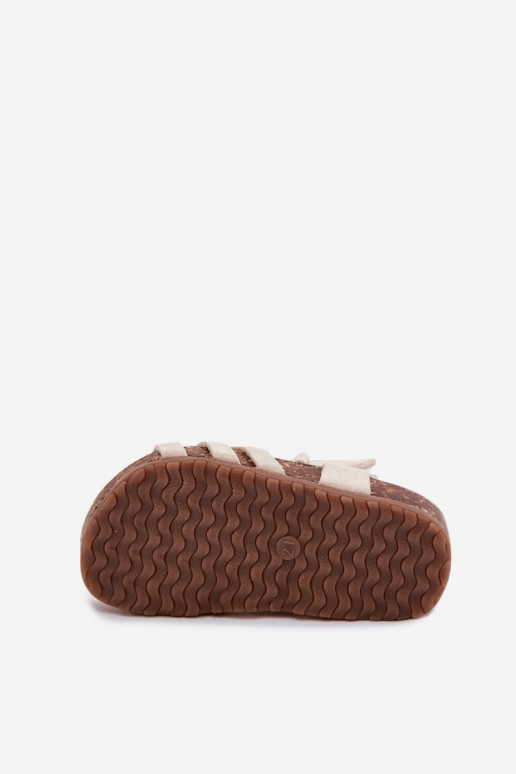 Sandalias infantiles con lazos en marfil Bessa