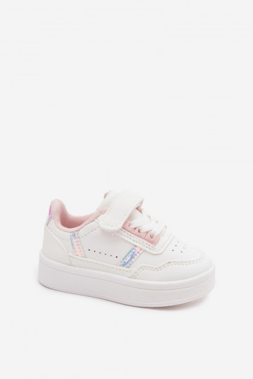 Zapatillas deportivas infantiles con velcro en blanco-rosa Tailva