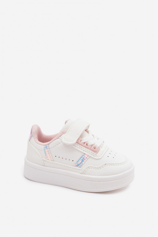 Zapatillas deportivas infantiles con velcro en blanco-rosa Tailva