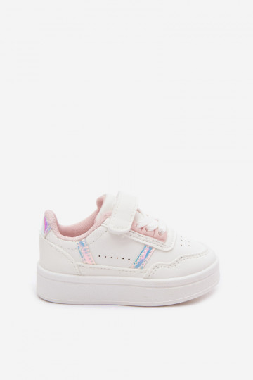 Zapatillas deportivas infantiles con velcro en blanco-rosa Tailva 2