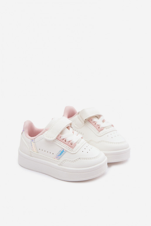 Zapatillas deportivas infantiles con velcro en blanco-rosa Tailva