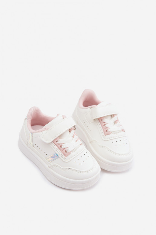 Zapatillas deportivas infantiles con velcro en blanco-rosa Tailva