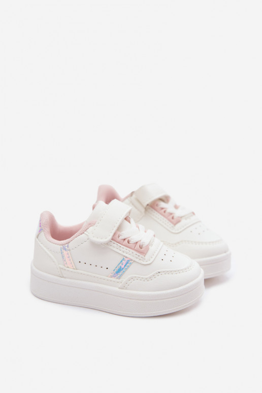 Zapatillas deportivas infantiles con velcro en blanco-rosa Tailva
