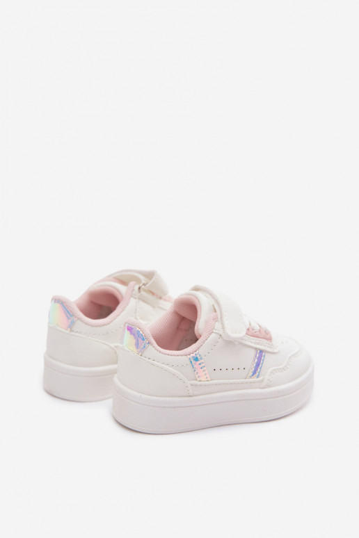 Zapatillas deportivas infantiles con velcro en blanco-rosa Tailva