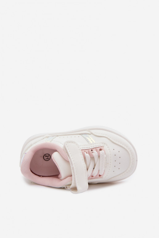 Zapatillas deportivas infantiles con velcro en blanco-rosa Tailva