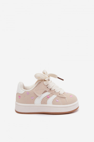 Zapatillas infantiles con corazones en color arena Embla 2